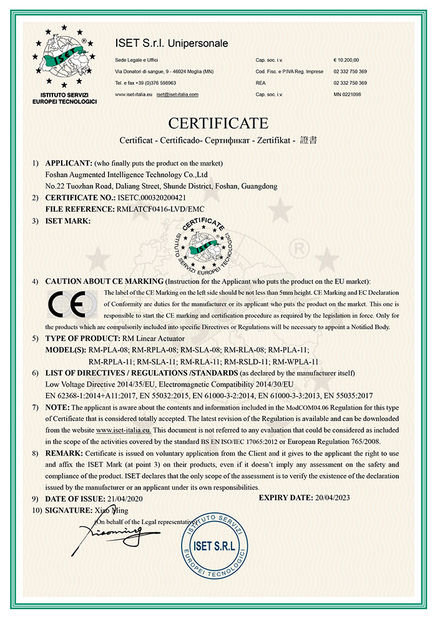 중국 Foshan Augmented Intelligence Technology Co., Ltd 인증